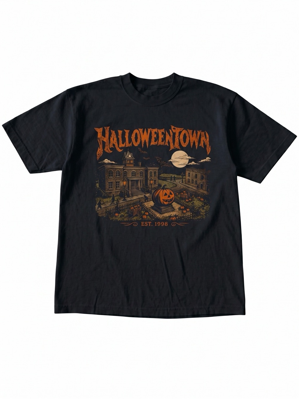 Halloweentown Est 1998 Pumpkin Spooky Season Black T-Shirt